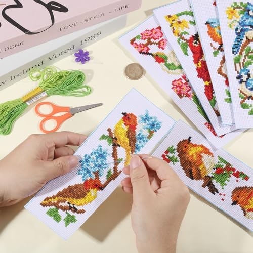 ORIGACH 6 Set Birds Cross Stitch Bookmark Kit for Beginner - Image 3