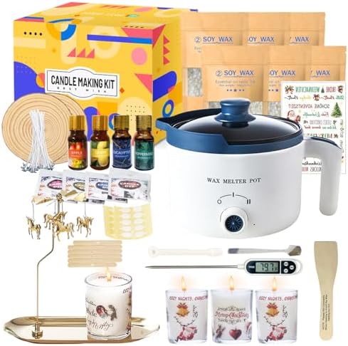 Scented Candle Making Kit with Wax Melting Pot and Candle Spinning Holder by KQU