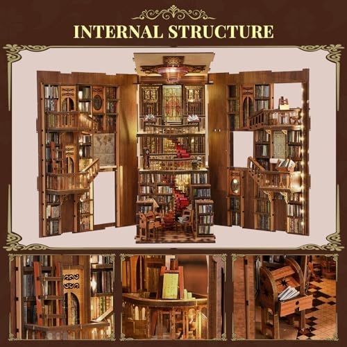 MiniCity Book Nook Kit for Adult, Wooden Miniature House with Dust Cover - Image 5