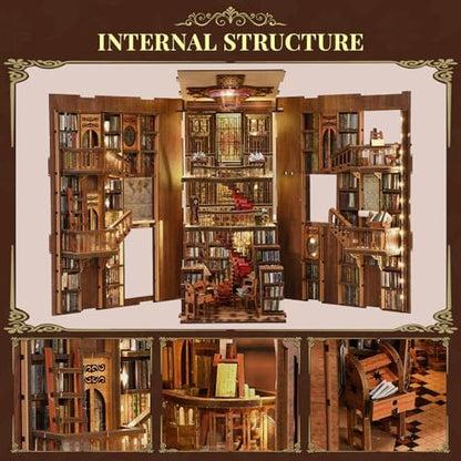 MiniCity Book Nook Kit for Adult, Wooden Miniature House with Dust Cover - Image 5
