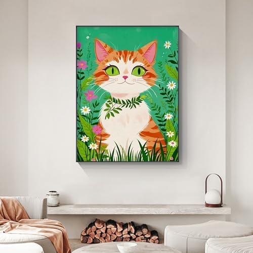 Yezavesu Orange Cat Framed Paint by Numbers Kit for Adults Beginner - Image 6