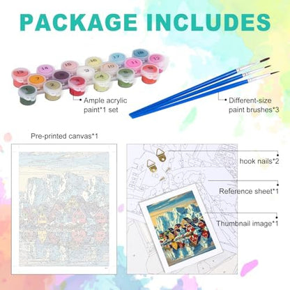 Paint by Numbers Kit for Adults, Colorful Village Painting, 16 x 20 Inch - Image 4