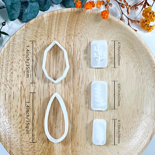 Xaekicr 5pcs Leaf Texture Polymer Clay Cutters – Clay Cutters for Earrings, Geometric Teardrop Shape Clay Tools, Clay Molds for Polymer Clay Jewelry DIY - Image 6