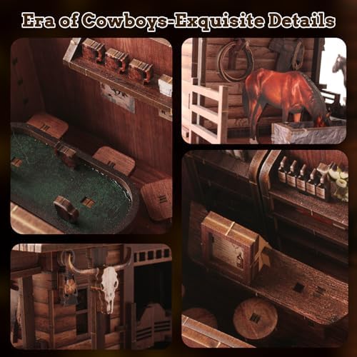 Book Nook Kit Western Saloon 3D Wooden Puzzle Miniature House Kit - Image 3