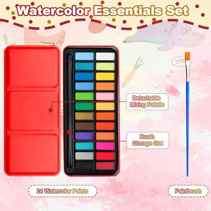 Watercolor Workbook Coloring Book for Adults, Beginner Friendly Painting Kit with 24 Colors Paint, Animals Theme - Image 4