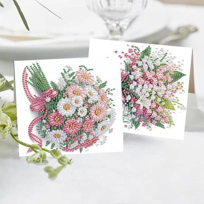 TDFERAN Diamond Painting Bouquet Card 6 Set Tulips Cards Art Work Crystal Puzzle Daisies Rose Fenglinghua Diamond Blank Cards with Various Flowers Party Holiday Event Card for All Occasions - Image 7