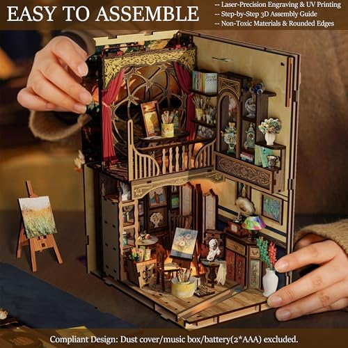 CRIOLPO DIY Book Nook Kit for Adults - 3D Wooden Puzzle with LED Lights - Image 6