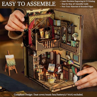 CRIOLPO DIY Book Nook Kit for Adults - 3D Wooden Puzzle with LED Lights - Image 6