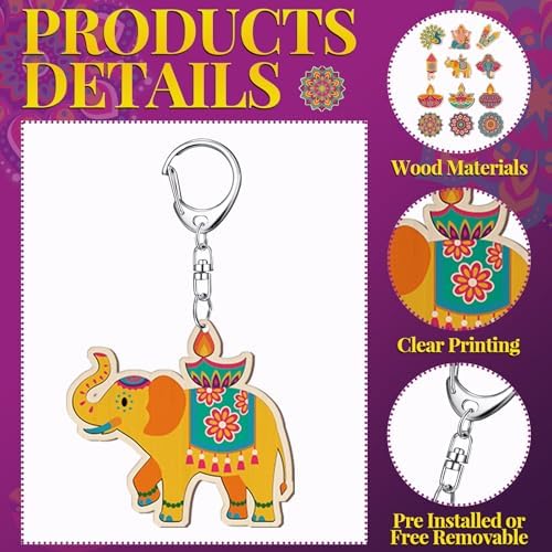 RattanView 24 Pcs Diwali Craft Keychains DIY Keychain, 12 Styles - Image 3