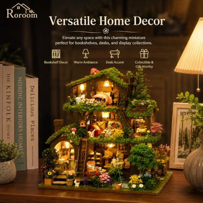 Roroom DIY Miniature House Kit, Fairy Forest Book House Dollhouse Kit - Image 4