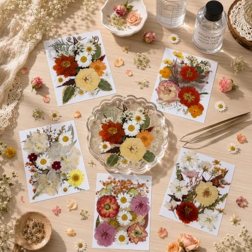 Resiner Dried Flowers for Crafts, 100Pcs Vintage Pressed Flowers - Image 5