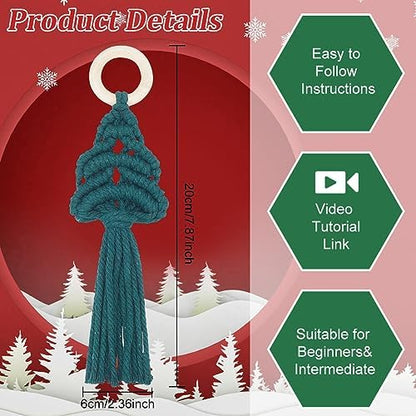 INFUNLY 4 Set DIY Macrame Christmas Tree kit Boho Macrame Kits for Adults Woven Macrame Wall Hangings Ornaments Kits for Adults with Instruction and Video Holiday Home Decor - Image 3