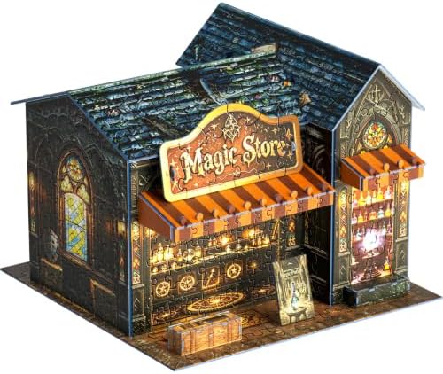 3D Puzzles for Adults,Halloween Magic Store Model Miniature House Kit,3D Paper Puzzle Open-Style Build for Adults Room Home Decor DIY Building House,Halloween Birthday Fun Gifts for Family and Friends by Unknown