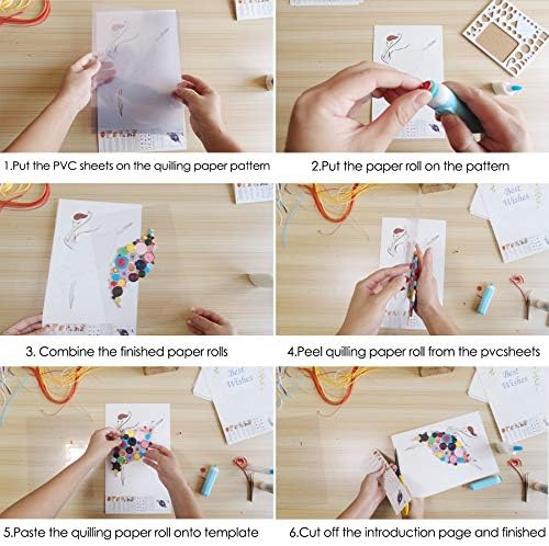 Rancco 20 Pcs Quilling Paper Stencils + 10 Pcs PVC Sheets, A4 Quilling Art Template Paper Filigree Pattern Origami Template, Wall Art Filigree - Image 4