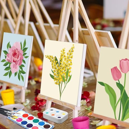 Ctosree 12 Sets Pre Drawn Canvas Kit for Painting,Simple Flower,8 x 10 in - Image 4