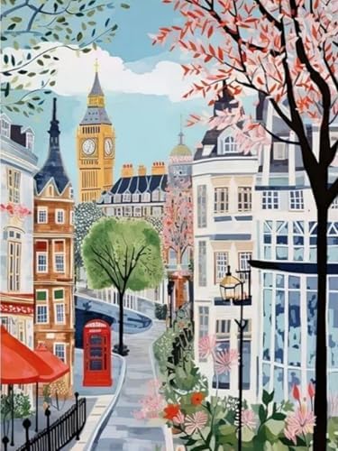 Mosaflare London Paint by Numbers for Adults Beginner 12X16 inch by Mosaflare