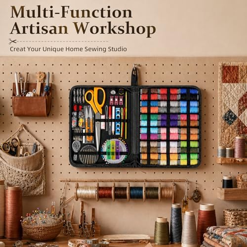 JJRING 205 PCS Sewing Kit for Adults with Portable Handbag, Black - Image 7