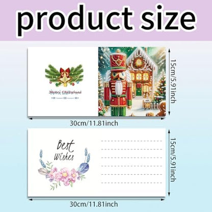 jinglinhh 6pcs Diamond Art Painting Christmas Nutcracker Snowy House Greeting Cards with Envelopes, DIY Card Making Kits for Adults, Diamond Art Postcards Christmas Cards Craft Gifts - Image 2
