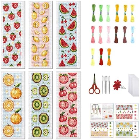 FREEBLOSS 6 Set Cross Stitch Bookmark Kit Stamped Cross Stitch Kit by FreeandCreativeCraftsArt