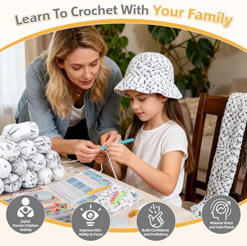 Aeelike Crochet Kit for Beginners, Complete Easy Crochet Sarves Hat Kit - Image 3