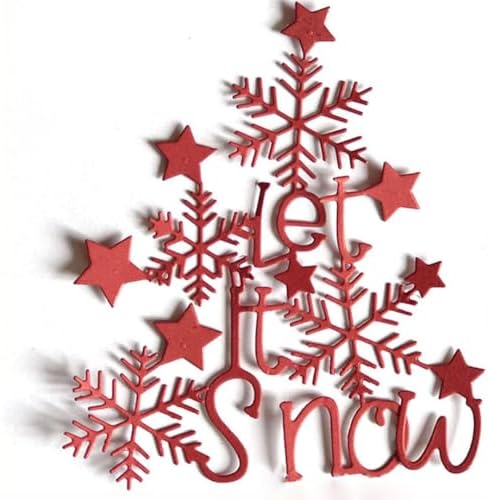 Scrapbooking Die-Cuts, Christmas Metal Cutting Dies for Card Making, Paper Craft Punch Template, Background Embossing Stencils, DIY Album Décor (Star Snowflakes Let It Snow-10x8.6cm) - Image 3