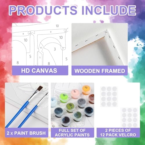 MVVMTOP 4 Pack Paint by Numbers Kit for Adults Beginner with Wooden Frame, Easy DIY Marine Animals Acrylic on Canvas Paint Painting Kits, for Home Wall Decoration Arts Crafts 7.8x7.8inch - Image 3