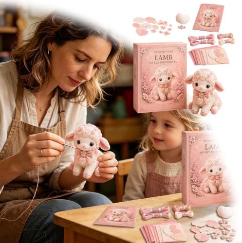 Pink Woodland Friends DIY Felt Patchwork Kit, Pastoral Wild Creatures Handicraft Activity, Manual Tailoring Bundle for Cute Ornament Shelf Décor Quilting Crafting Creative Gift Projects (Pink#F) - Image 5