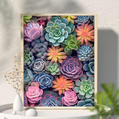 MaiMMaledy Paint by Numbers Kit for Adults Beginners 8Wx12L inch Canvas Pictures with Framed Drawing Painting Works with Wooden Triangle Easel Acrylic Pigment Succulents - Image 4
