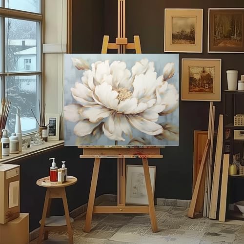 Natuyalo Paint by Numbers Kit for Adults Beginners and Kids, 16" Wx20 L Canvas Pictures Drawing Acrylic Paintwork with 3 Pcs Paintbrushes, Pale Yellow Flowers - Image 4