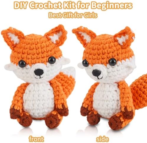 Crochet Kit for Beginners Crochet Animal Kit Crafts for Adults with Step by Step Video Tutorial Hobbies for Women Crochet kit Crochet Animals Beginner Crochet kit DIY Knitting Supplies（Cute Fox） - Image 5