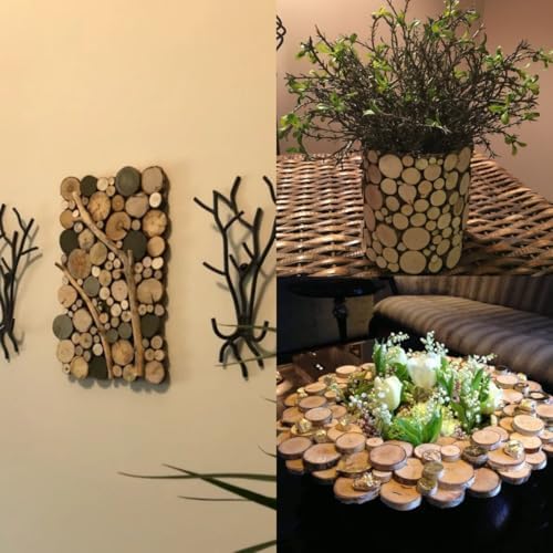 Natural Wood Slices for Crafts, 1.2"-2.5" Mini Assorted Unfinished Wood Tree Bark Round Log Discs for Arts & Crafts Christmas Ornaments Wedding Centerpieces (Assorted Size - 8OZ) - Image 4