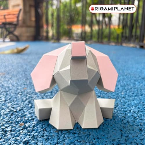 3D Origami Paper Craft Kit - Gray Elephant, Creative Handmade Paper Sculpture Art for Home Decor, Unique Pre-Cut DIY Pre-Cut Cute Animal Models Papercraft Set, Present for Teens & Adults - Image 3