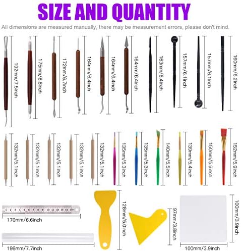 Swpeet 26Pcs Modeling Clay Sculpting Tools Kits, Handle Double-Sided Set, Watercolor Pens, Wooden Dotting Tools, Plastic Ball Rod Stylus Modeling Tools, Clay Roller, Clay Scarper for Clay Sculpture - Image 2