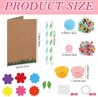 Motipuns 24 Sets Mother's Day Flower Card Making Kits Mother's Day DIY Craft Make Your Own Greeting Card Making Kit Flower Craft Mom Gift Party Decor Fun Home Activities - Image 3