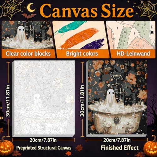 Mandun Halloween Paint by Numbers Kit for Adults, 3 Pack, 7.8x11.8 inch - Image 2