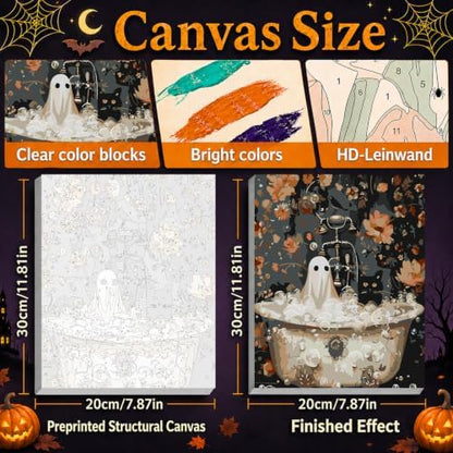 Mandun Halloween Paint by Numbers Kit for Adults, 3 Pack, 7.8x11.8 inch - Image 2