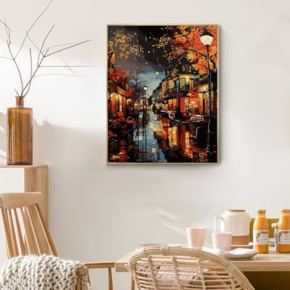 PRASIO Framed Paint by Numbers Kit for Adults Beginner, Landscape Adult Paint by Number Kits on Canvas Framed, DIY Acrylic Watercolor Oil Paint by Numbers with Frame for Gift Home Decor 16x20 Inch - Image 2