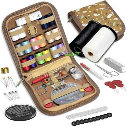 Sewing Kit Gifts for Grandma, Mom, Friend, Traveler, Adults, Beginner, Emergency,Sewing Supplies Accessories with Scissors,Sewing Needles Thimble, Thread etc(Wildflower Umbrella Orange, S) by LE+PAON
