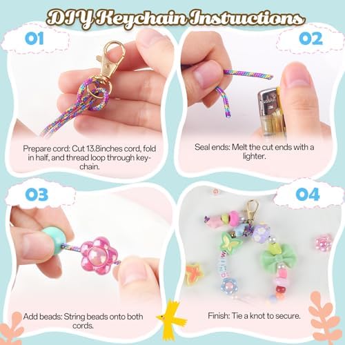 Ecoofor 487 PCS Beaded Keychain Making Kit, Acrylic Letter Beads with Heart, Star & Flower Charms for DIY Jewelry, Bag Accessories & Crafts for Women - Image 5