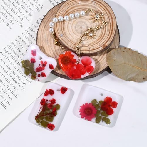TZIFQO Keychain Resin Molds Silicone with Hole,16 Cavities UV Resin Jewelry Pendant Mold for DIY Epoxy Resin Molds for Keychain Pendant Jewelry Making - Image 7
