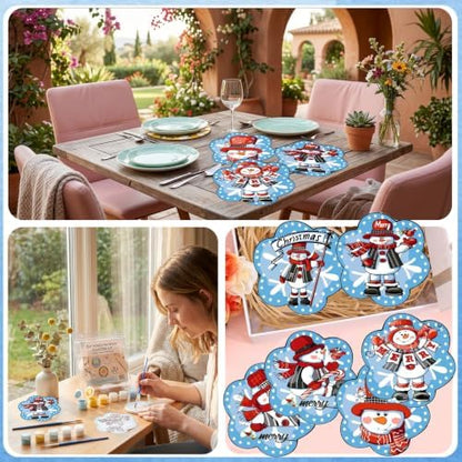 6 Pack Christmas Paint by Numbers Kits Coasters with Holder Cork Pads - Image 7
