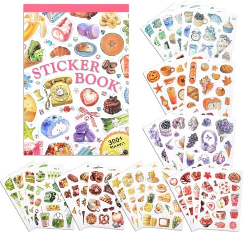 300+ PCS Color Themed Scrapbook Sticker Book, 30 Sheets Vintage Small Object Stickers, 6 Tone Aesthetic Holiday Decor Art Scrapbook Supplies for Adults Teens Women Girls Junk Journaling Planner Crafts by emmoolife