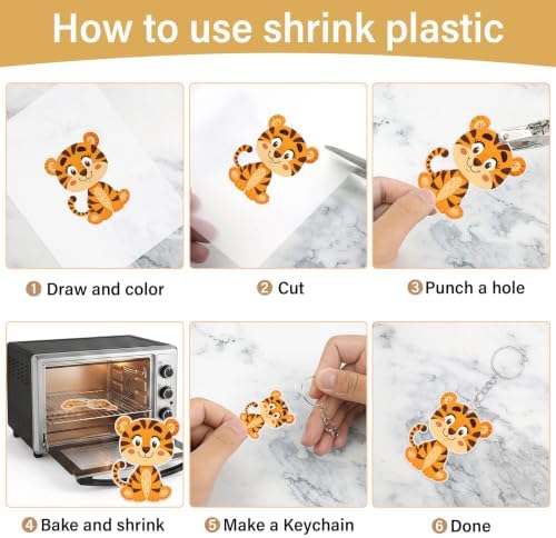 161 Pcs Shrink Paper Keychain Kit,30 Shrink Plastic Sheets for Kids - Image 5