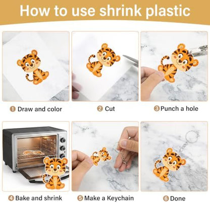 161 Pcs Shrink Paper Keychain Kit,30 Shrink Plastic Sheets for Kids - Image 5