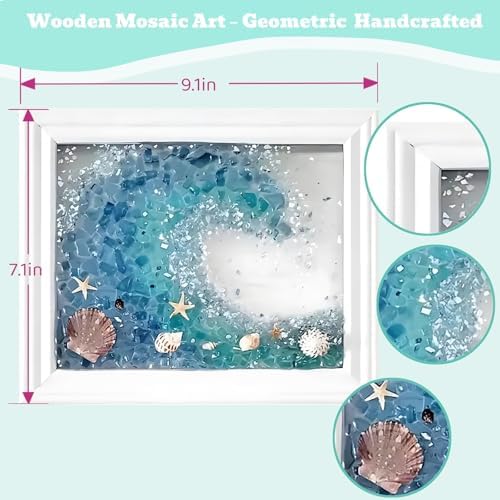 Mosaic Kit for Adults Ocean Inspired Sea Art - Shell Wall Decor Set DIY Tools, Complete Resin, Framework, Mosaic Stained Glass Pieces, Creative Craft Kits for Beginners, Handmade Birthday Gifts - Image 5