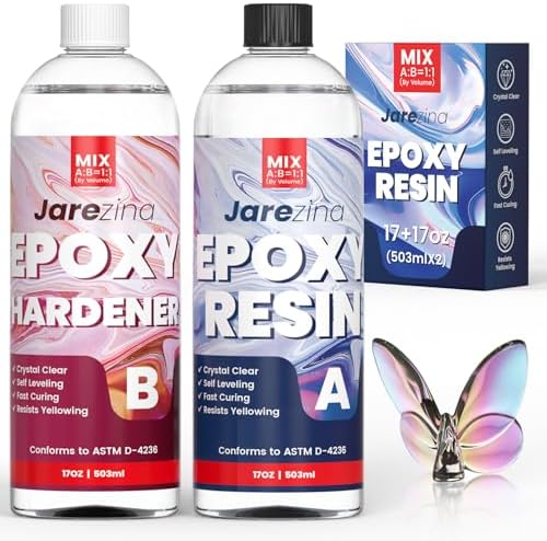 Jarezina 34OZ Epoxy Resin Kit, 1:1 Easy Mix Casting Resin for Crafts by Jarezina