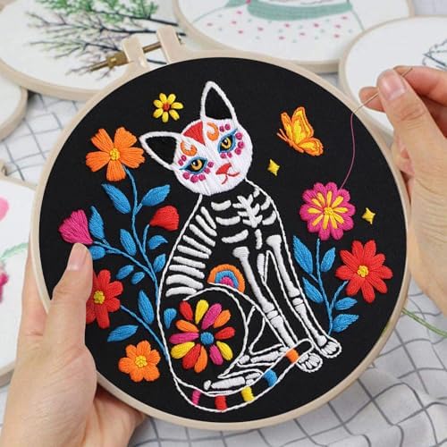 Louise Maelys 3 Set Halloween Skull Embroidery Kit for Beginners - Image 4