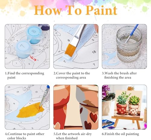 Framed Paint by Numbers Kit for Adults, Succulent & Plant Art 10x10 Inch - Image 6