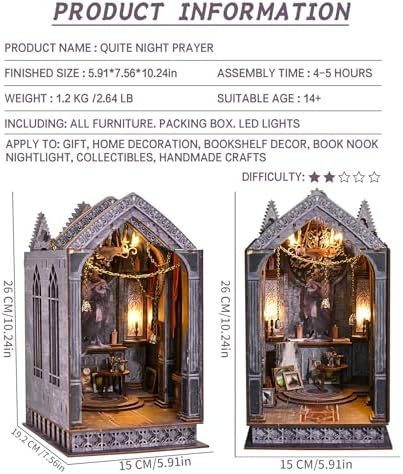 Spilay Book Nook Kit for Adults, Quite Night Prayer DIY Miniature House Kit - Image 2