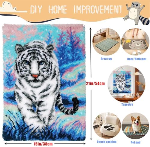 White Tiger in Jungle Latch Hook Kits for Adults Beginners, 20“ X 15" - Image 4